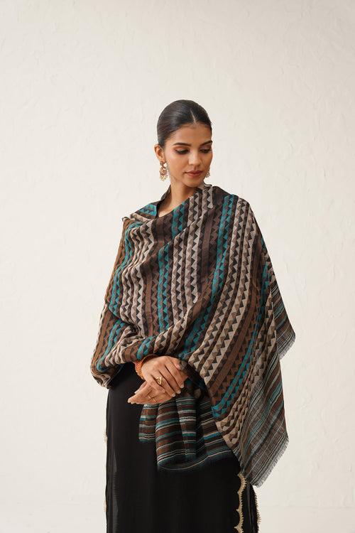 Negar Zig Zag Woollen Lurex Stole