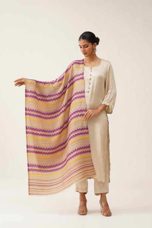 Samina Zig Zag Lurex Woollen Stole