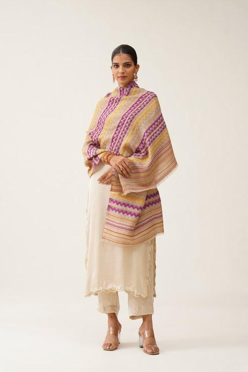 Samina Zig Zag Lurex Woollen Stole