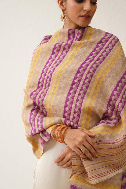 Samina Zig Zag Lurex Woollen Stole