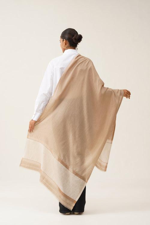 Beige Herringbone Lurex Stole