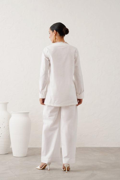 Vanilla White Cotton Linen Matching Set