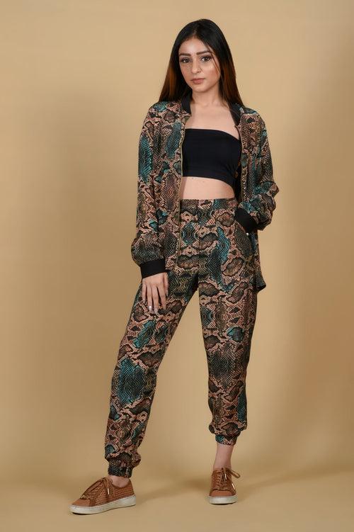 Animal Print Crepe Jogger Set