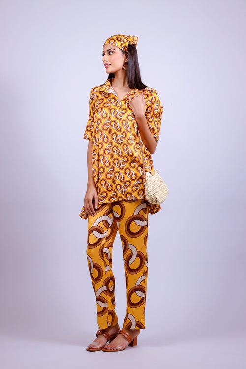 Sunrise Yellow Chain Satin Co-ord Set