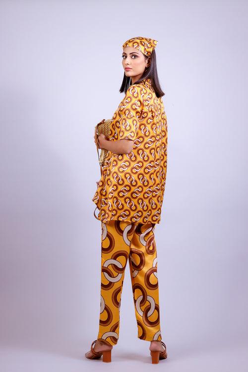 Sunrise Yellow Chain Satin Co-ord Set