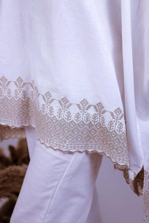 Royal White Embroidered Kaftaan Co-ord Set