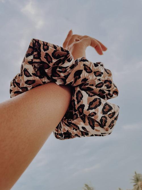 Leopard giant crepe scrunchie