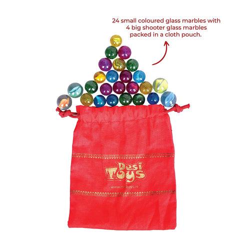 Marble Balls | Combo Pack Of 10 | Each Pack has 24 Marbles & 4 Big Shooters | Kanche | Golilu | Goli | Multicolor | Traditional Nostalgic Indian Game | Outdoor Games for Kids | for Play & Decorations | Birthday Return Gift for Kids & Adults