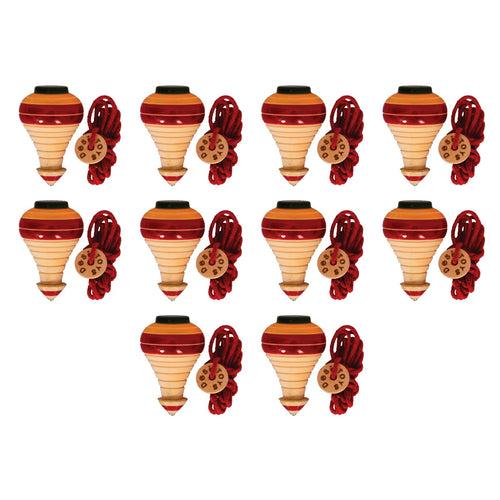 Spinning Tops | Combo Pack Of 10 | Lattu | Bhawra | Latto | Bambaram | Traditional Indian Game | Classic Nostalgic Outdoor Games | Fun & Therapeutic | for 6 Years & Up | Birthday Return Gift Pack for Kids & Adults