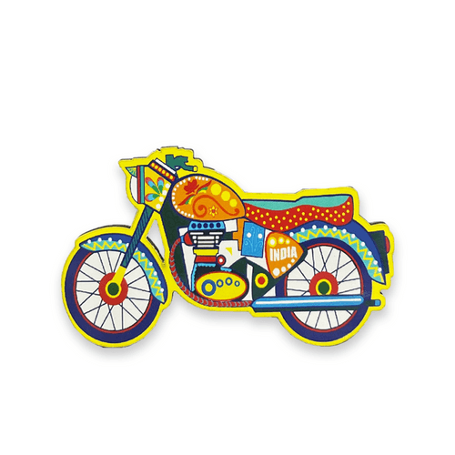Bike Fridge Magnet |Made in MDF|3.25 x 1.7 inches size| Indian Inspired Design |Souvenir| Ideal for gifting