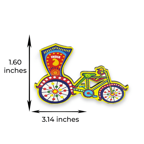 Cycle Rickshaw Fridge Magnet |Made in MDF|3 x 1.6inches size| Indian Inspired Design |Souvenir| Ideal for gifting