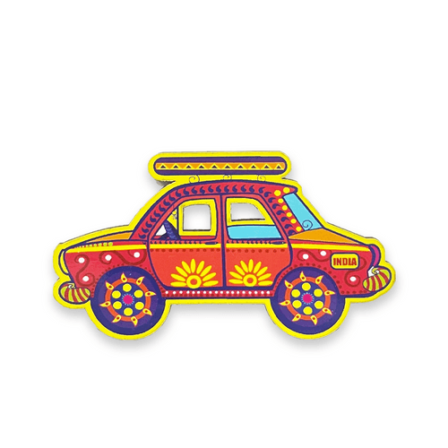 Taxi Fridge Magnet |Made in MDF|3 x1.8 inches size| Indian Inspired Design |Souvenir| Ideal for gifting