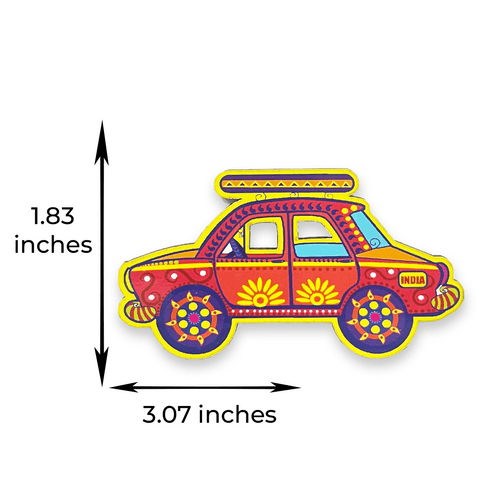 Taxi Fridge Magnet |Made in MDF|3 x1.8 inches size| Indian Inspired Design |Souvenir| Ideal for gifting