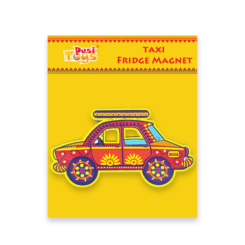 Taxi Fridge Magnet |Made in MDF|3 x1.8 inches size| Indian Inspired Design |Souvenir| Ideal for gifting