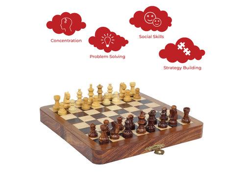 Handcrafted Foldable Magnetic Chess Board Set / Chumbak Satranj 7 inches