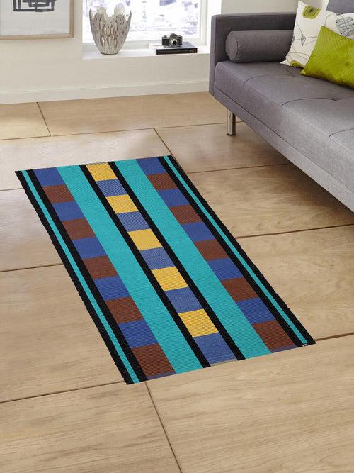 Klotthe Multicolor Striped Cotton Anti-Skid Rugs