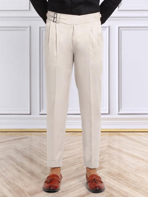 Italian Style Formal Gurkha Pant-Cream