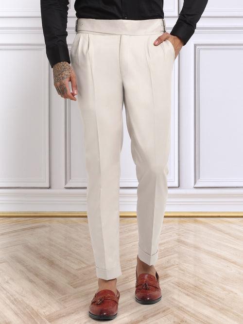 Italian Style Formal Gurkha Pant-Cream