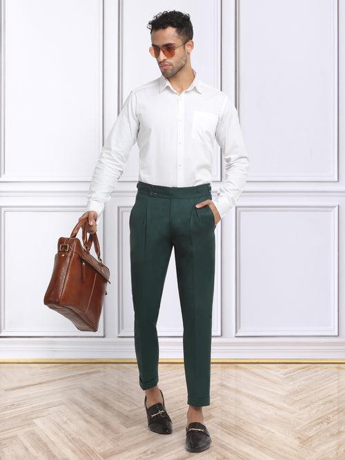 Italian Style Formal Gurkha Pant-BottleGreen