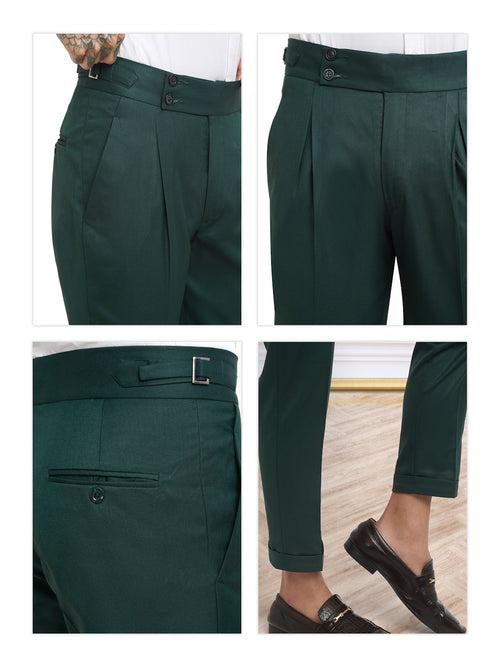 Italian Style Formal Gurkha Pant-BottleGreen