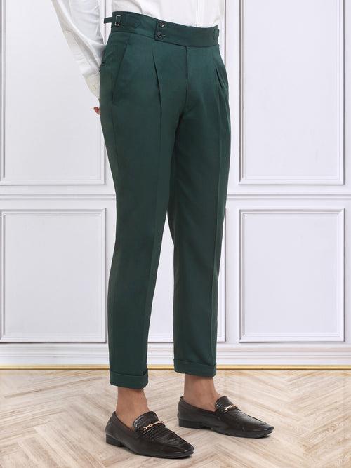 Italian Style Formal Gurkha Pant-BottleGreen