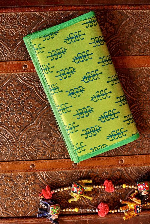 Green Mashru Handcrafted Clutch