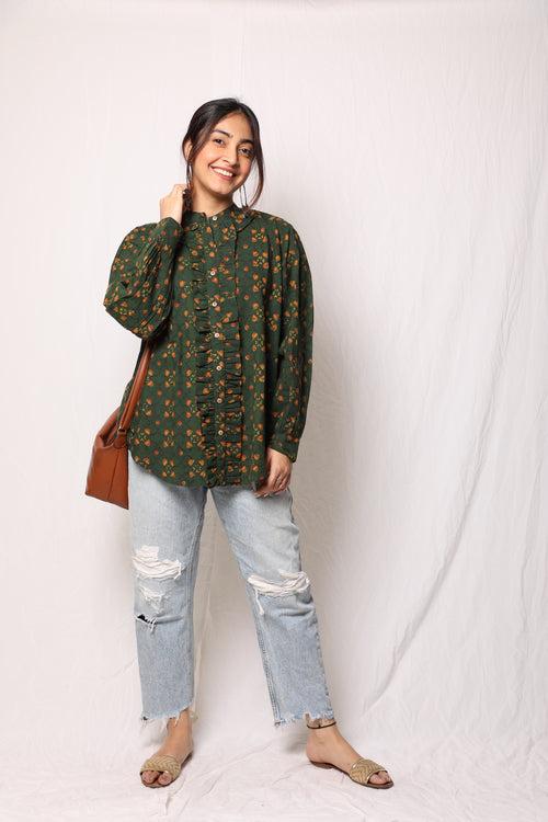 Green Dabu Shirt Top