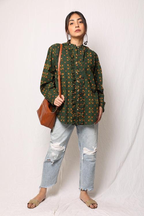 Green Dabu Shirt Top