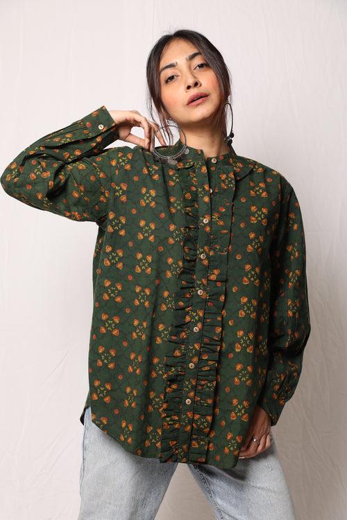 Green Dabu Shirt Top