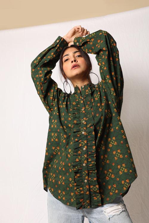 Green Dabu Shirt Top