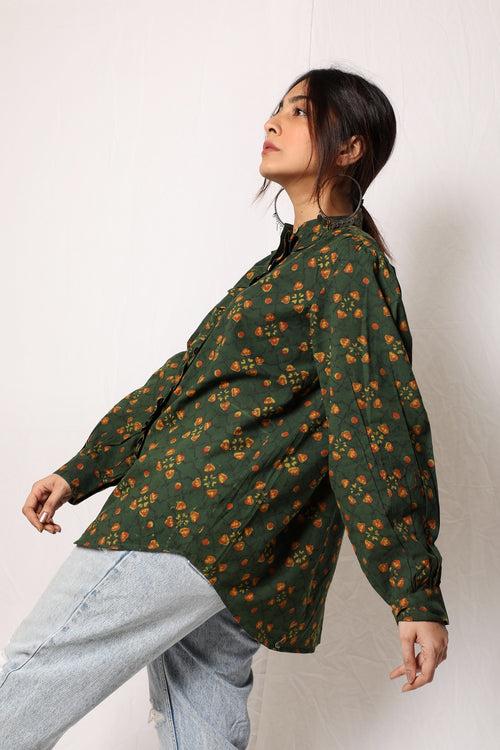 Green Dabu Shirt Top