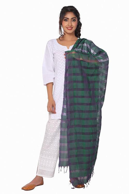 Green and Purple Mangalagiri Dupatta