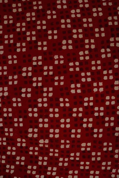 Red Sanganer Block Print Cotton Fabric