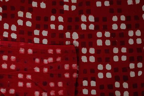Red Sanganer Block Print Cotton Fabric