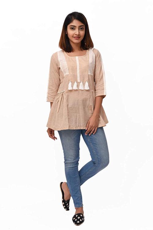 Beige Mangalgiri Cotton Tunic