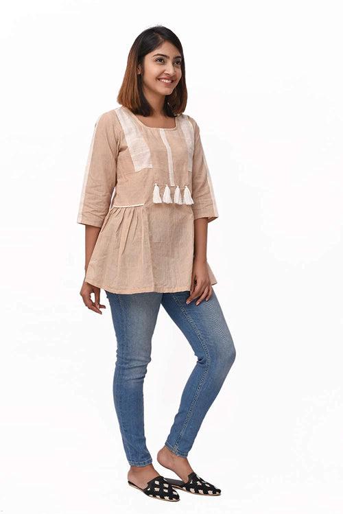 Beige Mangalgiri Cotton Tunic