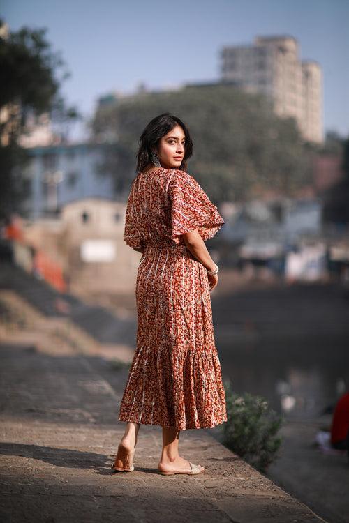 Block Print Frill Dress