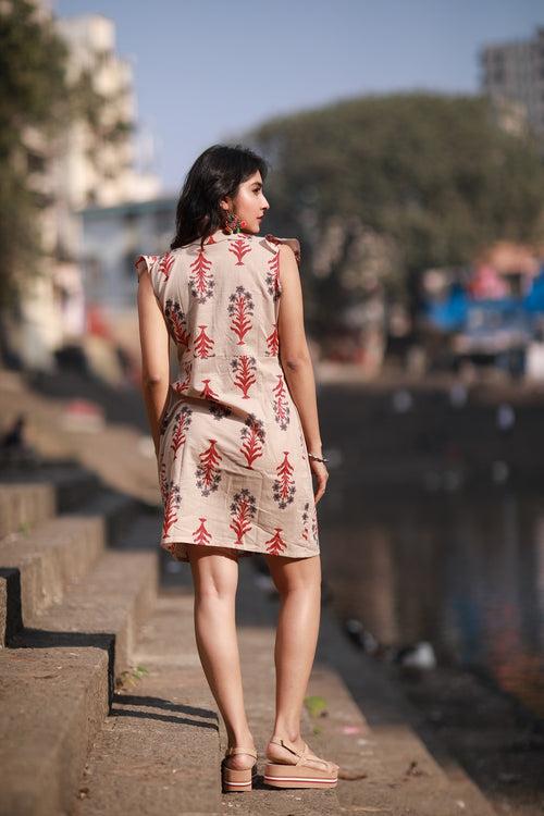 Block Printed Ruffle Dress (30% Off)