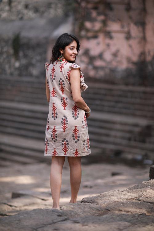 Block Printed Ruffle Dress (30% Off)