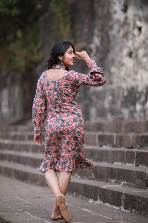 Block Printed Fitted Dress (30% Off)