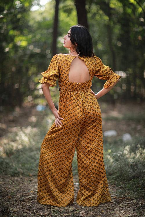 Printed Mashru Jumpsuit