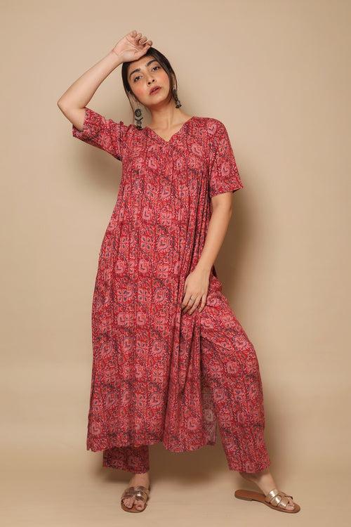 Maroon Kalamkari Suit set