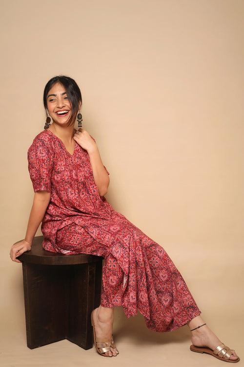 Maroon Kalamkari Suit set