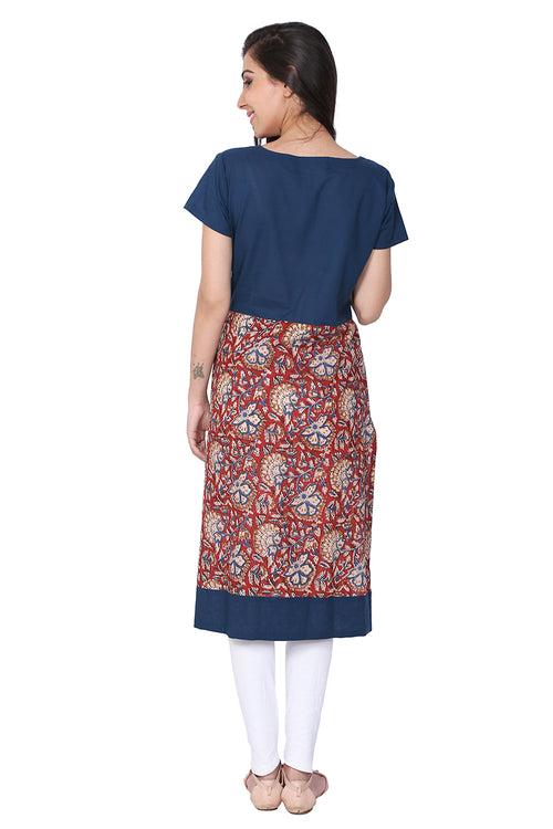 Blue Bagru Hand Block Cotton Kurti