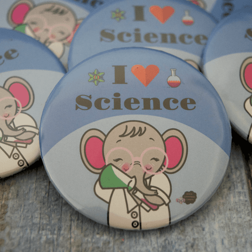I heart Science Badge + Magnet (feat. Baby Elephant)