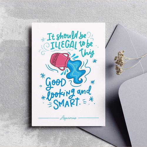 Aquarius Zodiac Sign Card