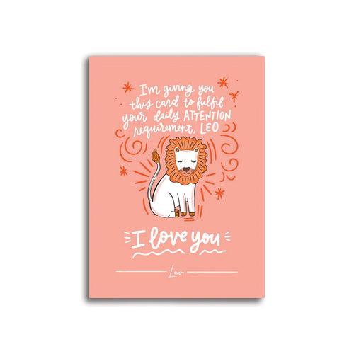 Leo Zodiac Sign Card