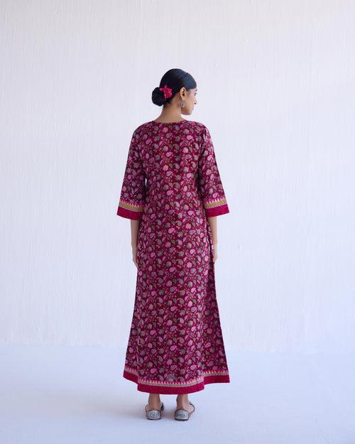 Yoke Caftan Maroon Pink