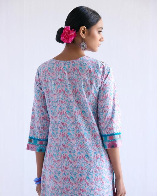 Rozana Kurta Mauve Turquoise