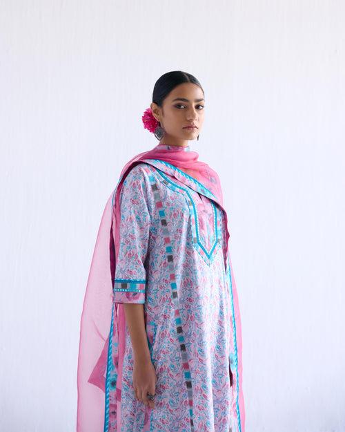 Rozana Kurta Mauve Turquoise